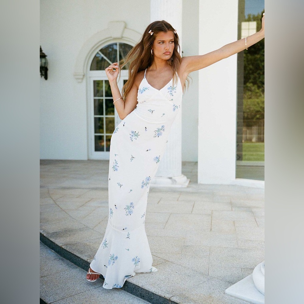 Princess Polly Sing Along White Floral Maxi Dress